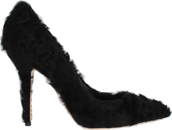Black Xiangao Lamb Fur Leather Pumps