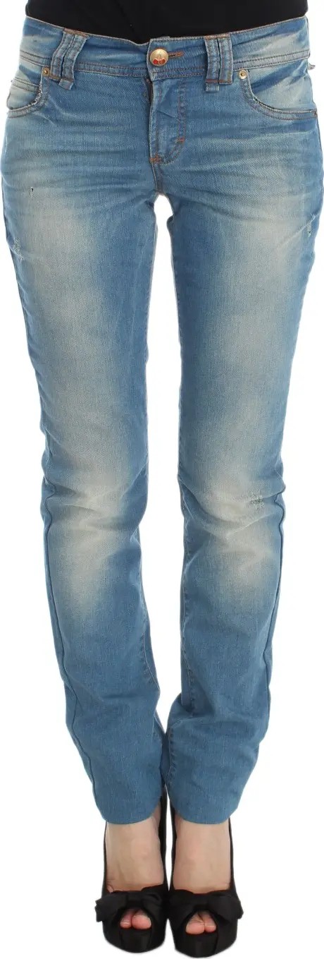 Blue Wash Cotton Blend Slim Fit Jeans