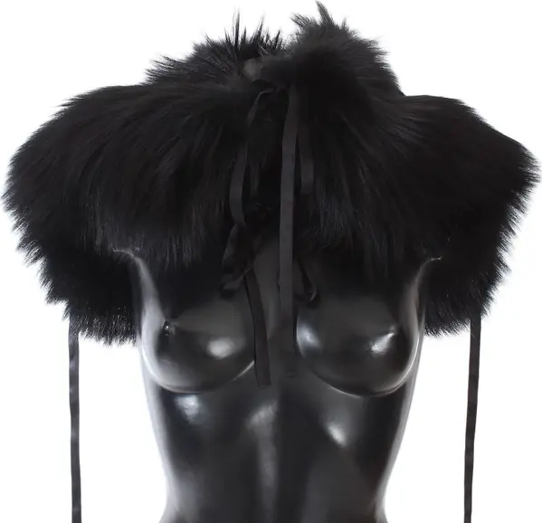 Black Fox Fur Shoulder Wrap Cover Collar Scarf