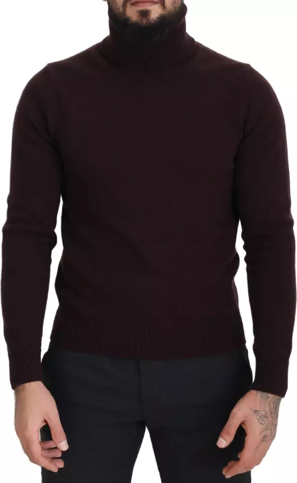 Brown Wool Turtle Neck Pullover Sweater