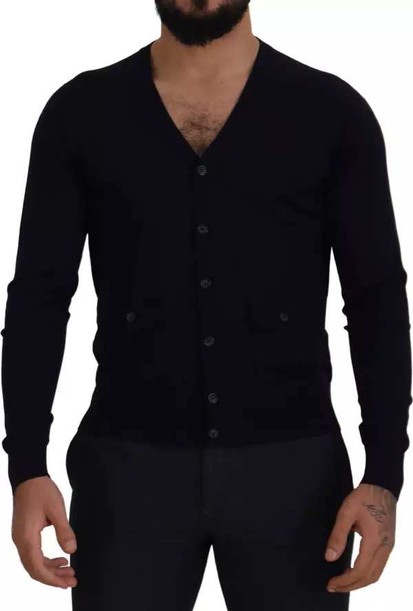 Blue Wool STAFF Down Cardigan Sweater