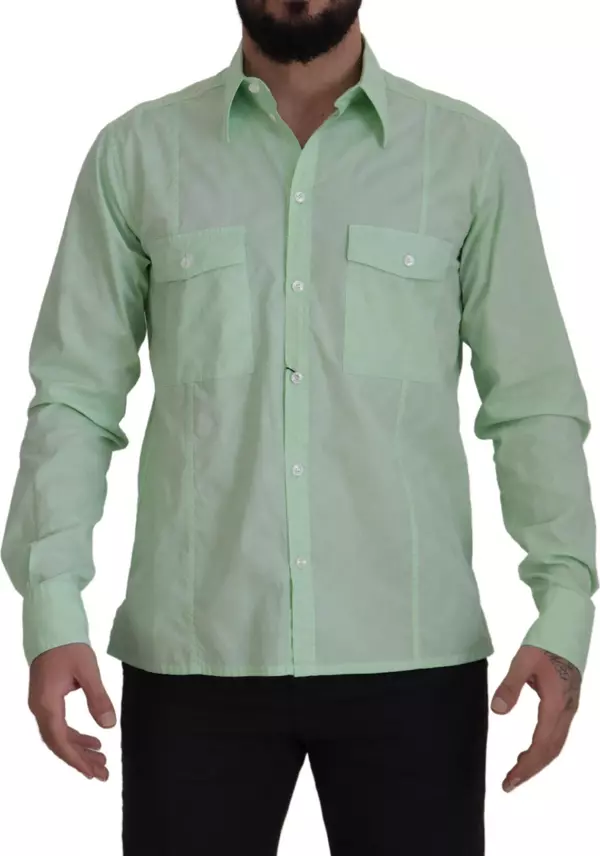 Mint Green Long Sleeves Button Down Shirt