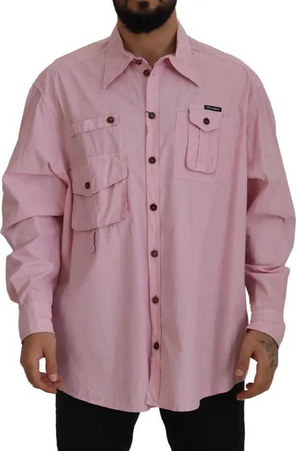 Pink Casual Button Down Long Sleeves Shirt
