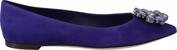 Purple Suede Crystals Loafers Flats Shoes