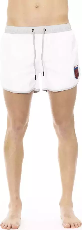 White Polyester Men's Swim Short