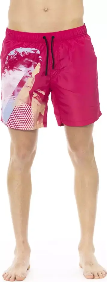 Fuchsia Polyester Men Swim Short