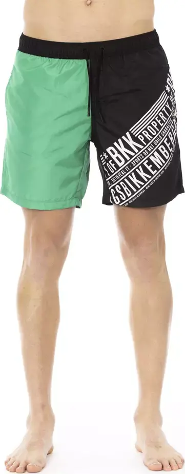 Green Polyester Men Swim Short