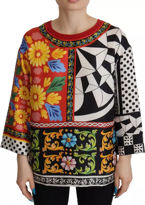 Multicolor Printed Baroque Loose Long Sleeve