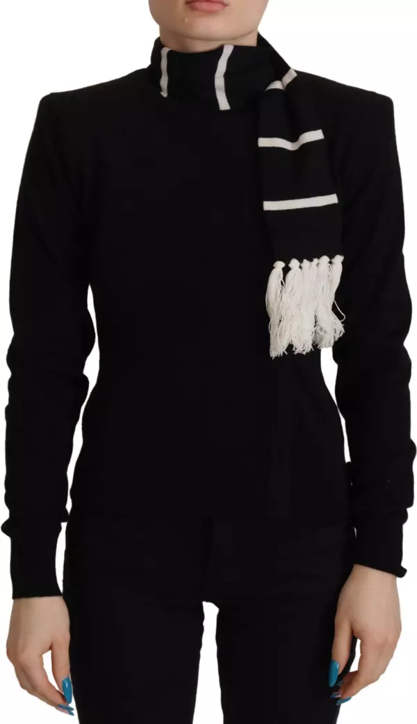 Black Cashmere Turtleneck Pullover Sweater
