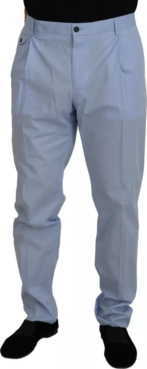 Blue Cotton Stretch Trousers Chinos Pants