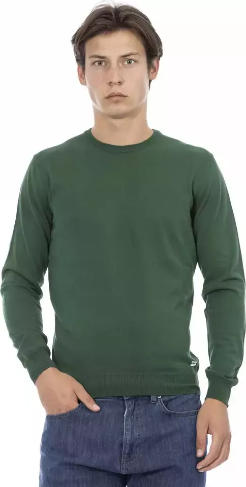 Green Cotton Men Sweater