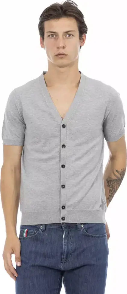 Gray Cotton Men Sweater