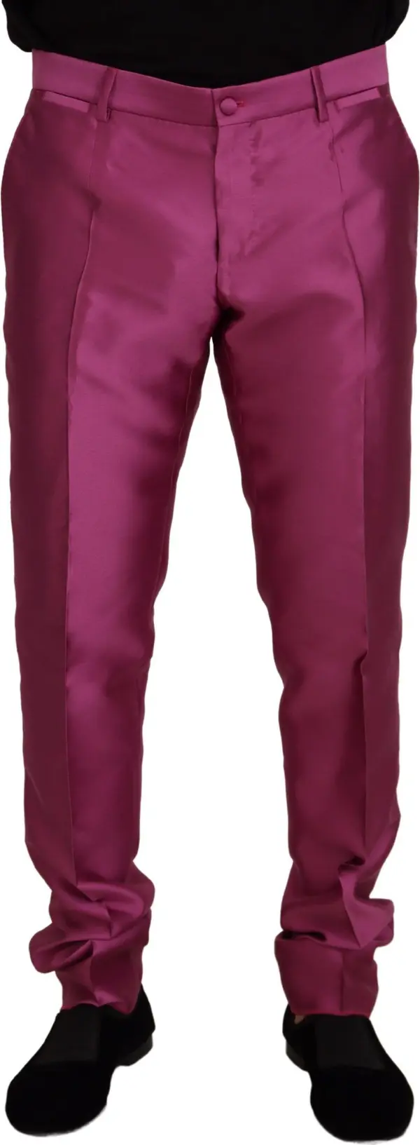 Pink Silk Slim Trousers Dress Formal Pants
