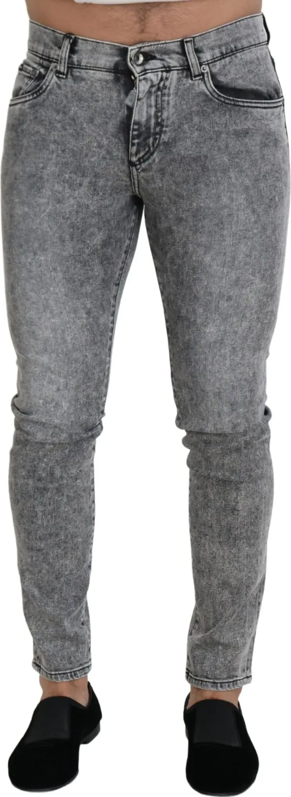 Gray Slim Fit Wash Stretch Cotton Denim Jeans