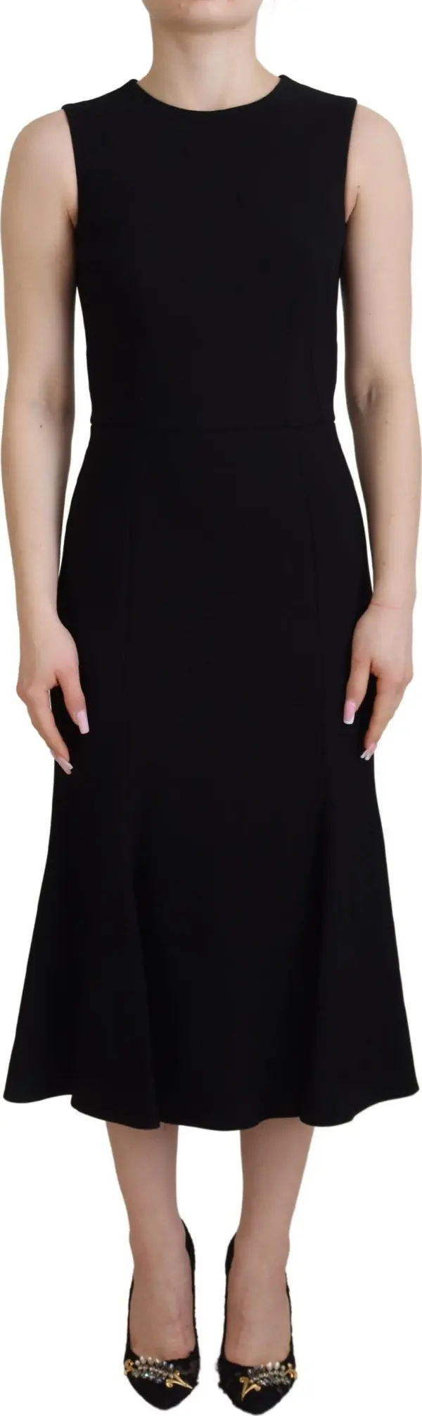 Black Dress Sheath Flare Viscose Dress