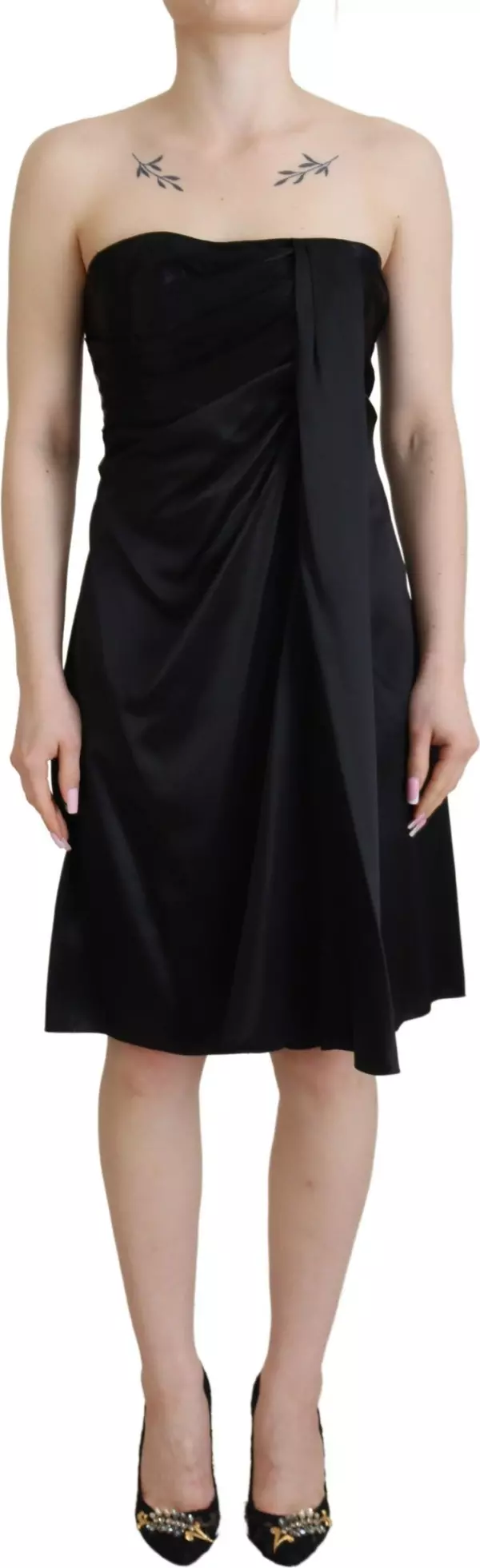 Black Silk Shift Short Mini Party Dress