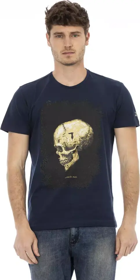 Blue Cotton Men T-Shirt