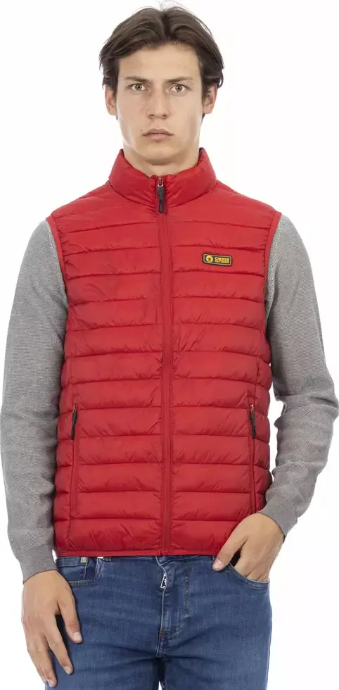 Red Polyester Men's Sleeveless Jacket