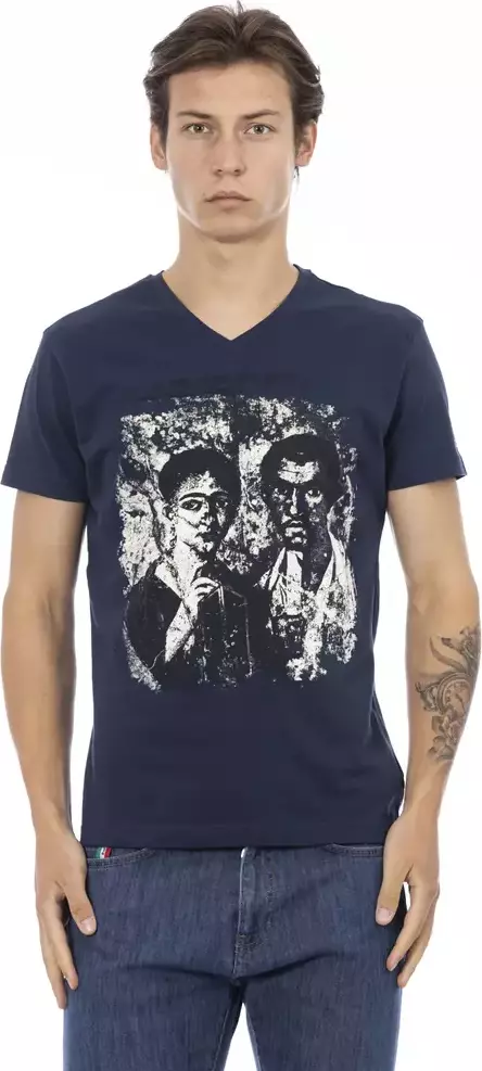 Blue Cotton Men T-Shirt
