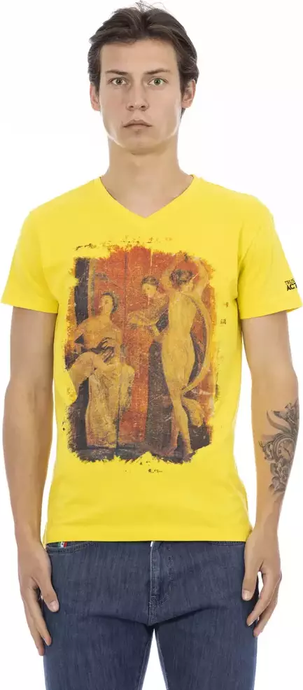 Yellow Cotton Men T-Shirt