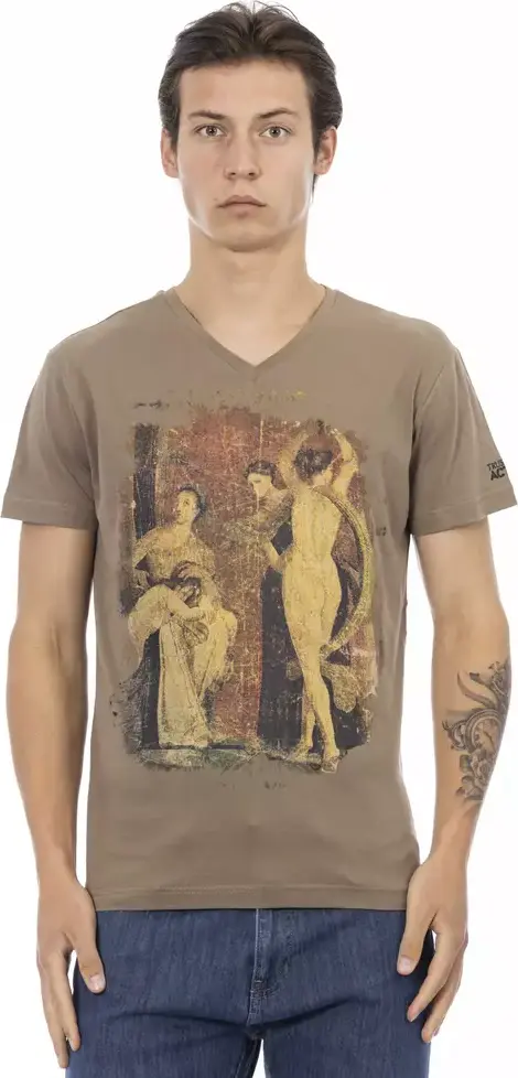 Brown Cotton Men T-Shirt