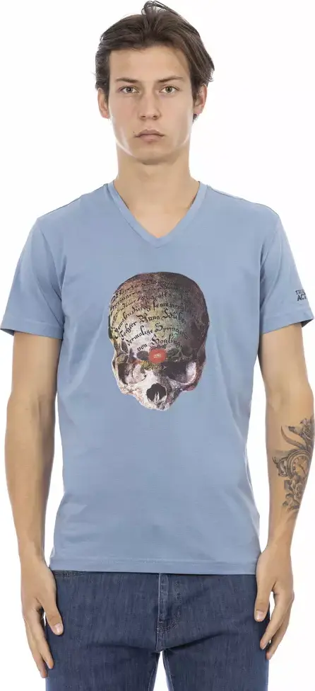 Light Blue Cotton Men T-Shirt