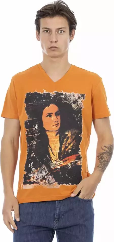 Orange Cotton Men T-Shirt