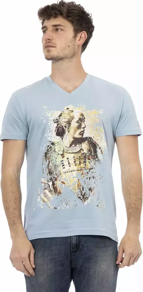 Light Blue Cotton Men T-Shirt