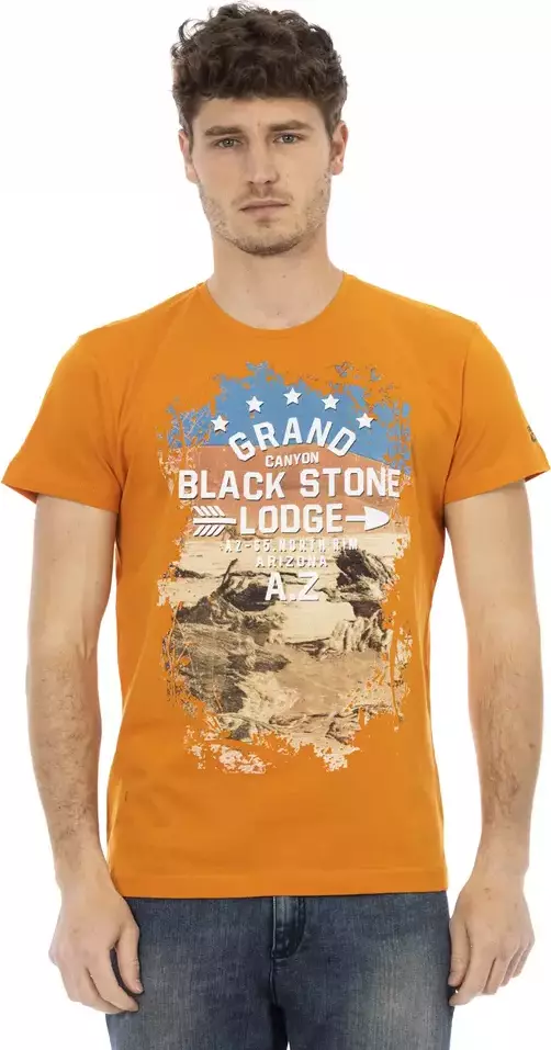 Orange Cotton Men T-Shirt