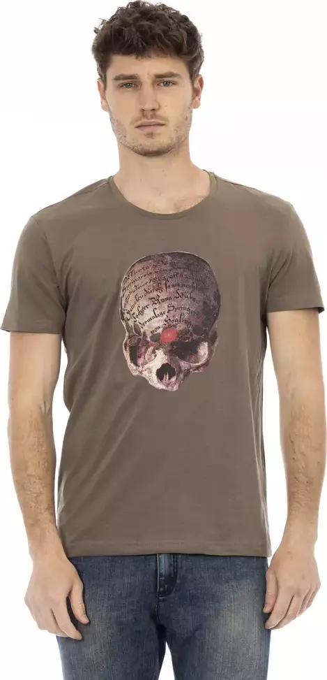 Brown Cotton Men T-Shirt