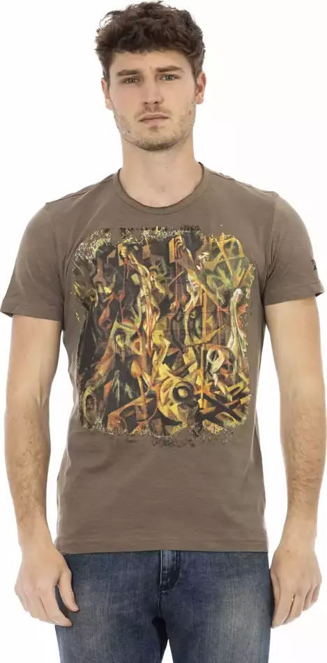 Brown Cotton Men T-Shirt