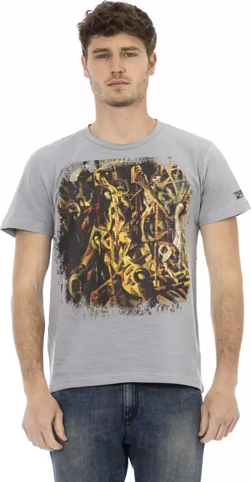 Gray Cotton Men T-Shirt