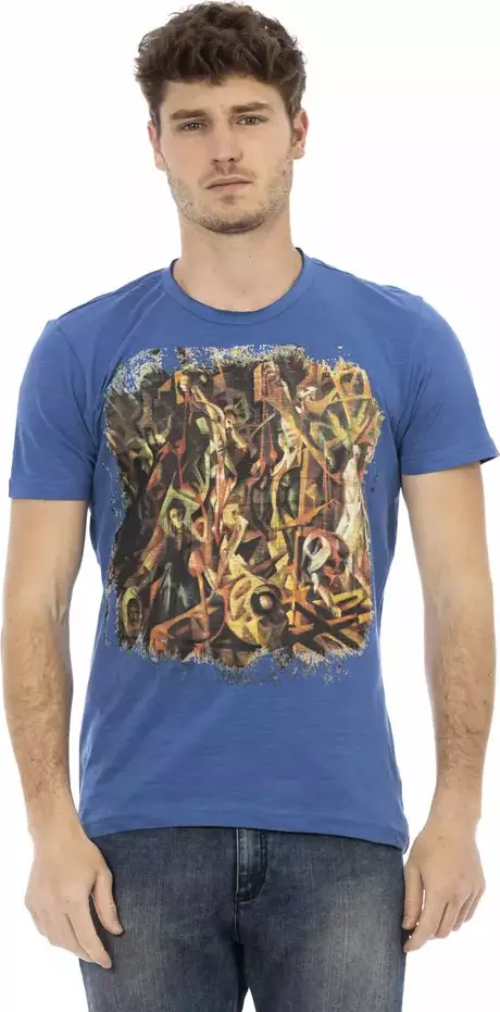 Blue Cotton Men T-Shirt