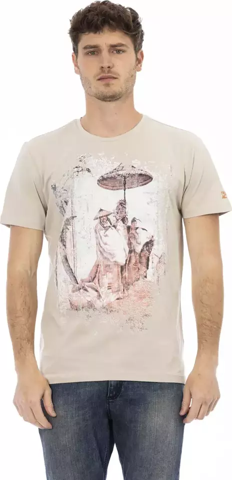 Beige Cotton Men T-Shirt