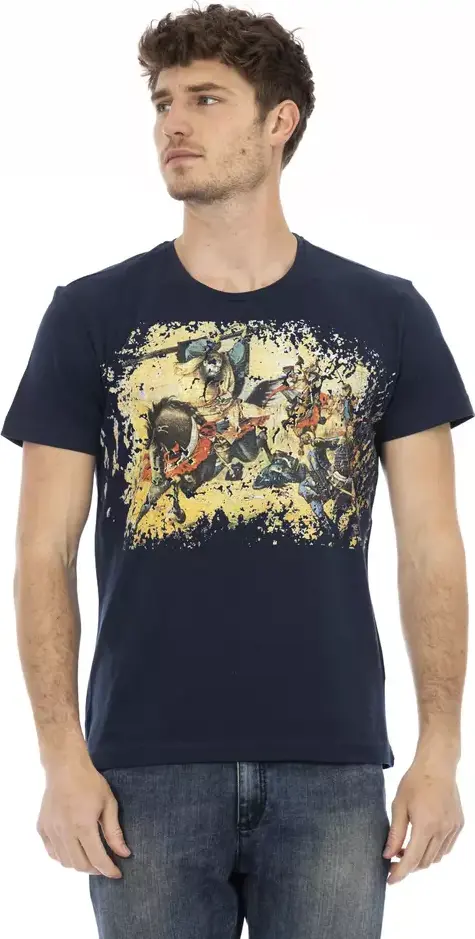 Blue Cotton Men T-Shirt