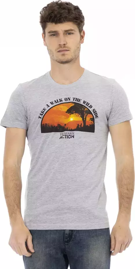 Gray Cotton Men T-Shirt