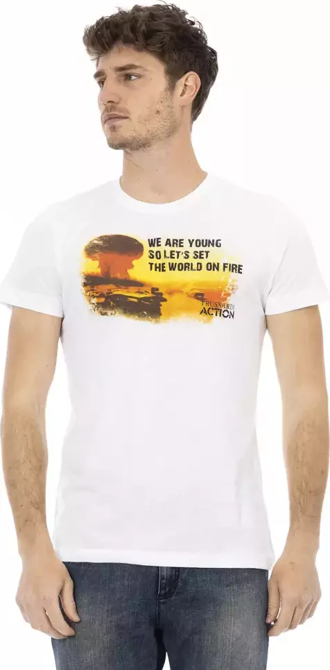 White Cotton Men T-Shirt