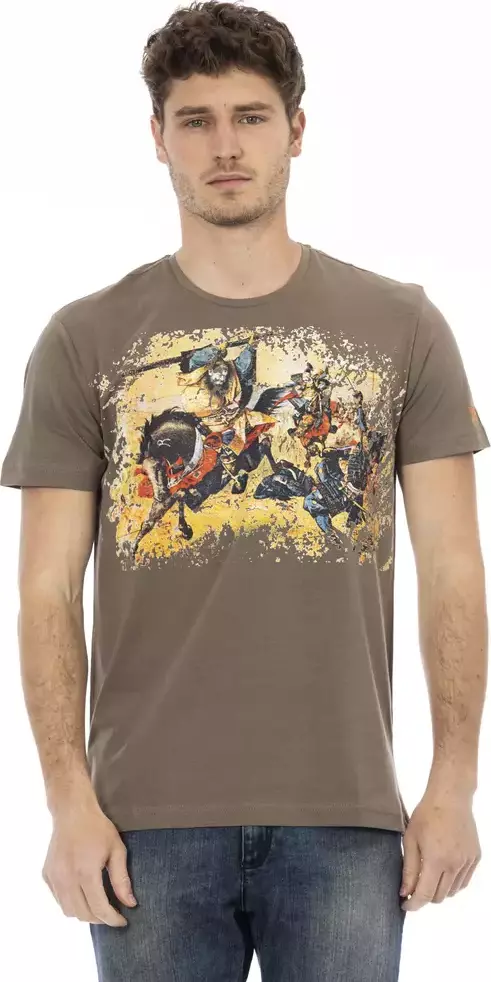 Brown Cotton Men T-Shirt
