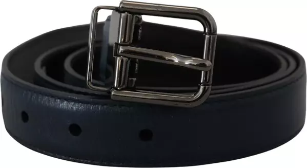 Blue Leather Silver Metal Buckle Vintage Belt