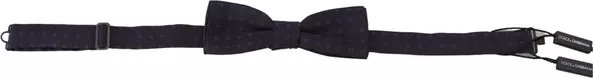 Blue Pattern Silk Adjustable Neck Papillon Bow Tie