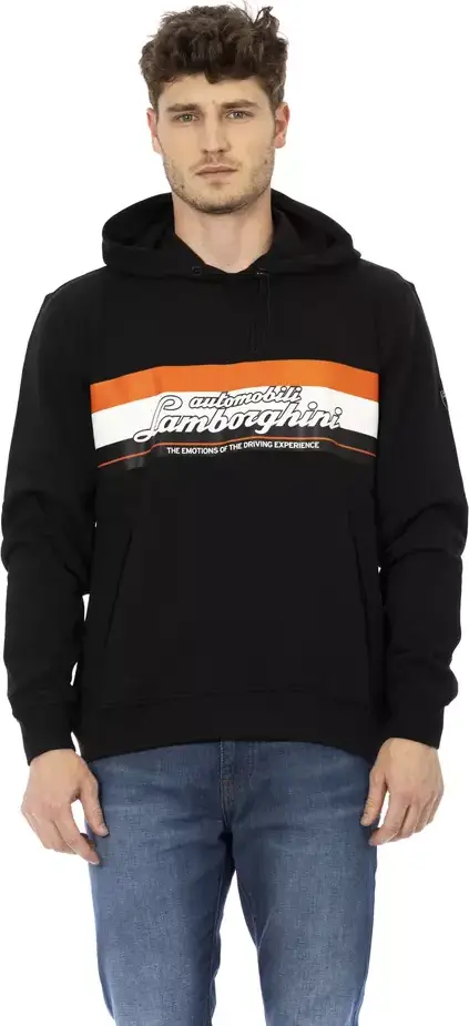 Black Cotton Men Hoodie