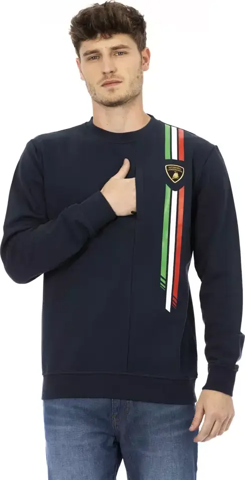 Blue Cotton Men Sweater