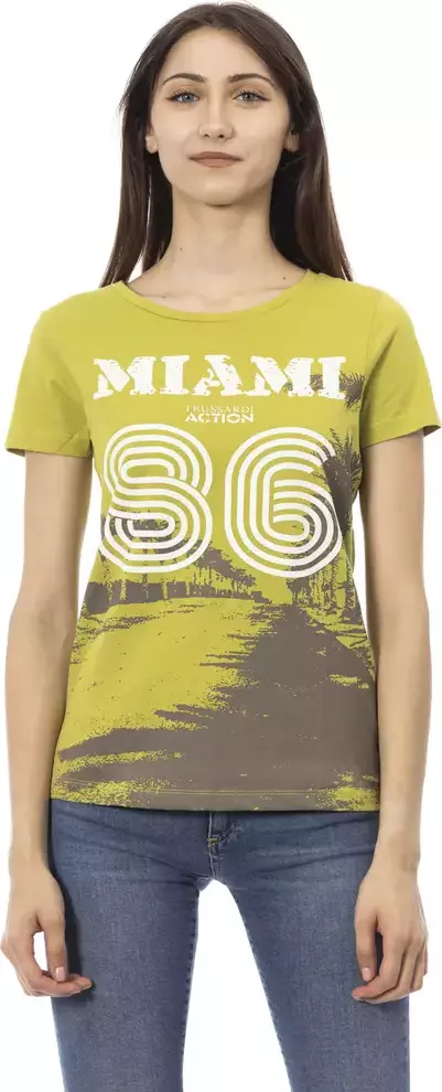 Green Cotton Women T-Shirt