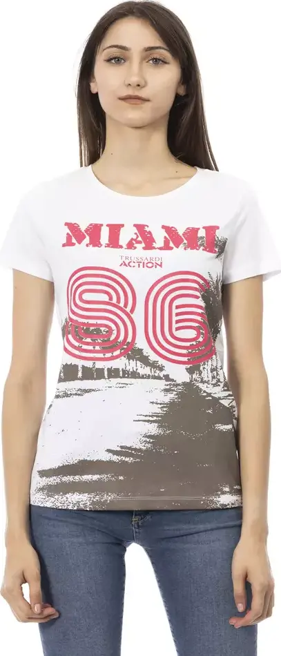 White Cotton Women T-Shirt