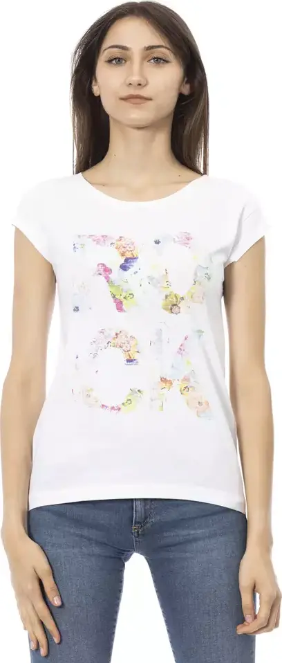 White Cotton Women T-Shirt