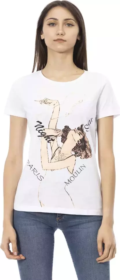 White Cotton Women T-Shirt