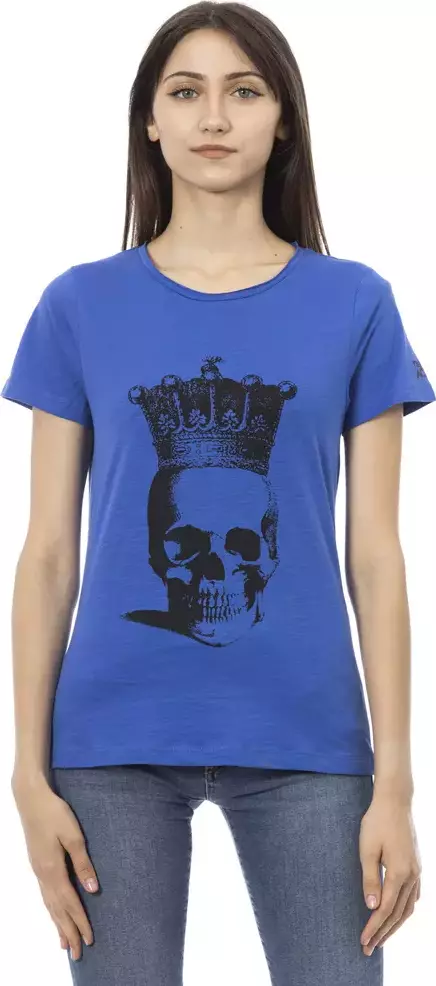 Blue Cotton Women T-Shirt