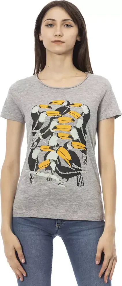 Gray Cotton Women T-Shirt