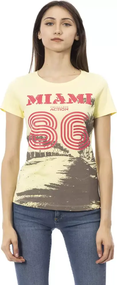 Yellow Cotton Women T-Shirt