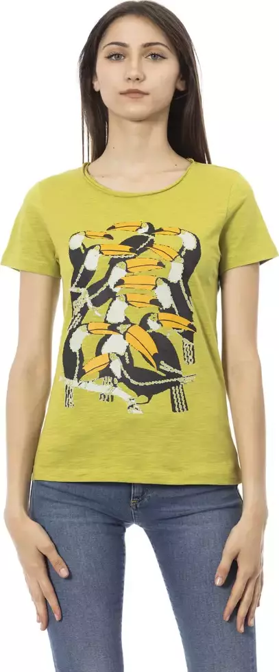Green Cotton Women T-Shirt